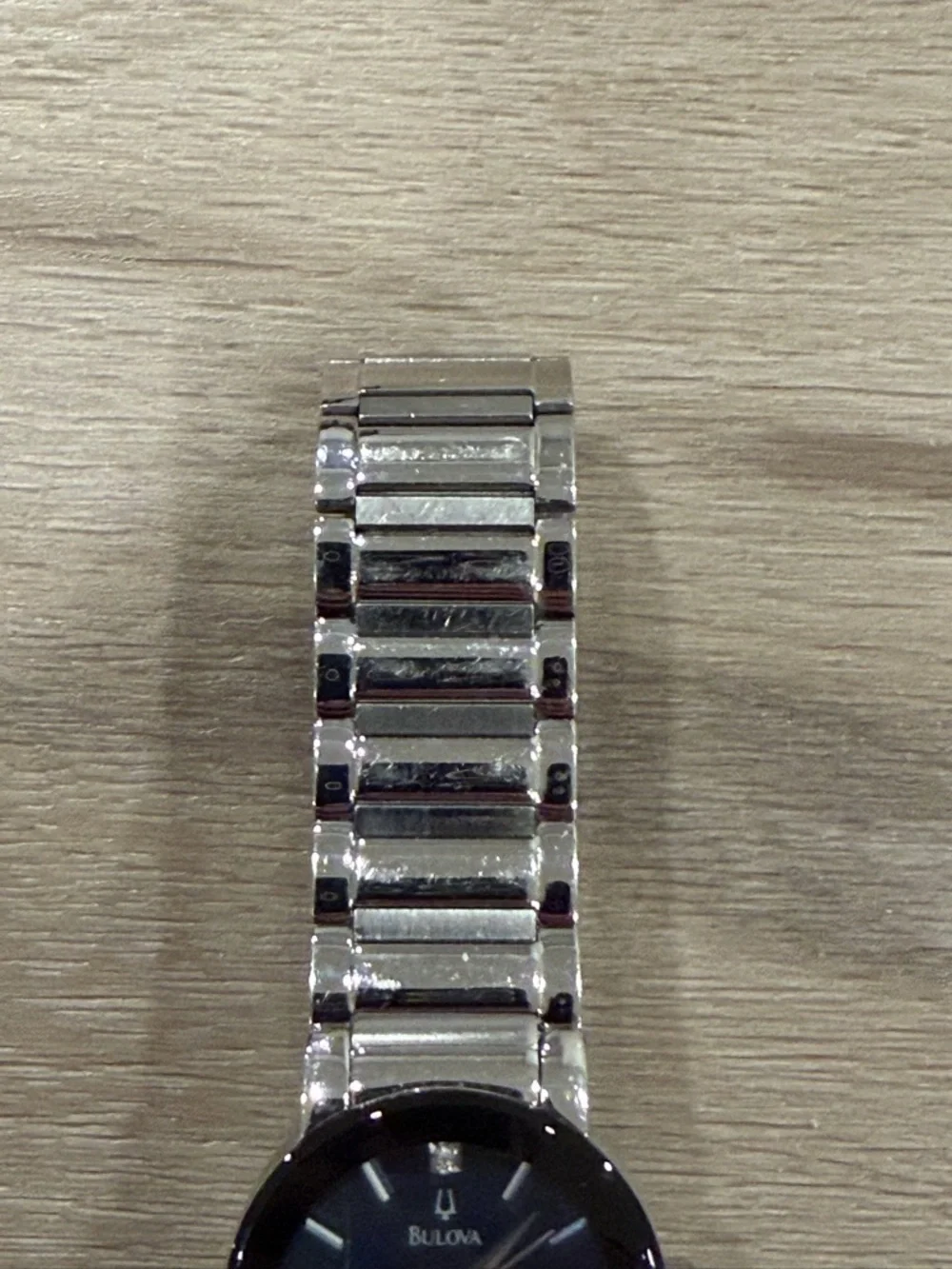 Bulova Modern Men's Watch Black Dial 3-Diamond Markers Stainless Steel 96D18